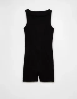 AE High Neck Seamless Lounge Romper Black -American Eagle Fashion 1399 8167 001 f