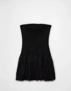 AE Strapless Drop Waist Bubble Mini Dress Black -American Eagle Fashion 1399 8208 001 f
