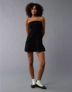 AE Foldover Tube Mini Dress Black