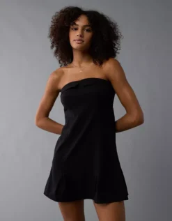 AE Foldover Tube Mini Dress Black -American Eagle Fashion 1399 8315 001 os