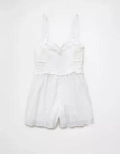 AE Crochet Bodice Romper Cream -American Eagle Fashion 1399 8364 106 b