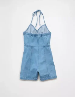 AE Halter Denim Romper Blue -American Eagle Fashion 1399 8373 400 b