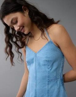 AE Halter Denim Romper Blue -American Eagle Fashion 1399 8373 400 os