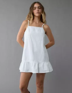 AE Denim Ruffle Mini Shift Dress White -American Eagle Fashion 1399 8374 100 d2