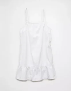 AE Denim Ruffle Mini Shift Dress White -American Eagle Fashion 1399 8374 100 f