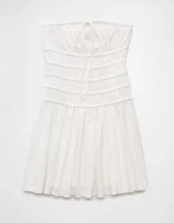 AE Sunchaser Knit Strapless Smocked Bodice Mini Dress Cream -American Eagle Fashion 1399 8380 106 f