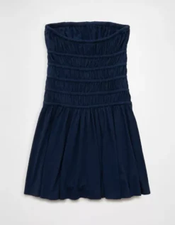 AE Sunchaser Knit Strapless Smocked Bodice Mini Dress Navy -American Eagle Fashion 1399 8380 410 b