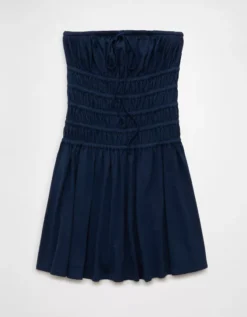 AE Sunchaser Knit Strapless Smocked Bodice Mini Dress Navy -American Eagle Fashion 1399 8380 410 f