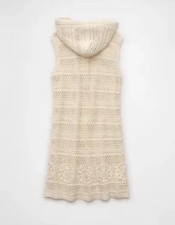 AE Crochet Hooded Mini Dress Cream -American Eagle Fashion 1399 8385 106 b