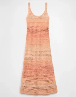 AE Bodycon Crochet Maxi Dress Orange -American Eagle Fashion 1399 8388 800 b