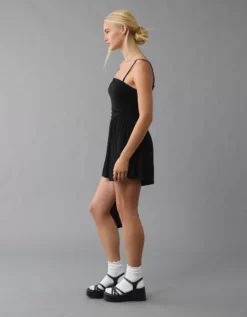 AE Strapless Ruched Romper Black -American Eagle Fashion 1399 8393 001 os