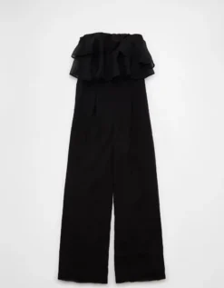 AE Strapless Ruffle Jumpsuit Black -American Eagle Fashion 1399 8398 001 f