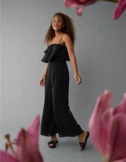 AE Strapless Ruffle Jumpsuit Black