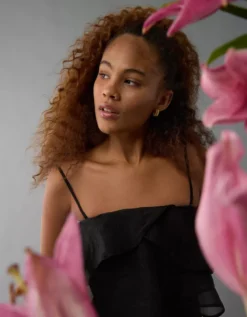 AE Strapless Ruffle Jumpsuit Black -American Eagle Fashion 1399 8398 001 l2