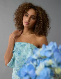 AE Strapless Ruffle Jumpsuit Blue -American Eagle Fashion 1399 8398 400 d2