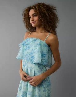 AE Strapless Ruffle Jumpsuit Blue -American Eagle Fashion 1399 8398 400 d3