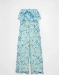 AE Strapless Ruffle Jumpsuit Blue -American Eagle Fashion 1399 8398 400 f