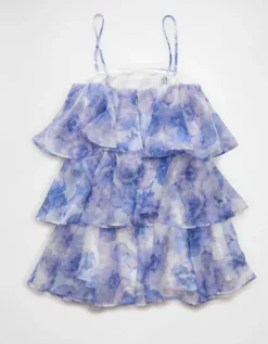 AE Strapless Ruffle Tiered Mini Dress Navy -American Eagle Fashion 1399 8399 410 b