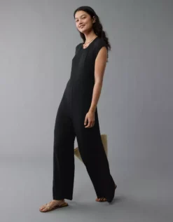 AE Tie Back Jumpsuit Black -American Eagle Fashion 1399 8404 001 os