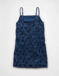 AE Floral Denim Mini Shift Dress Blue -American Eagle Fashion 1399 8411 400 b