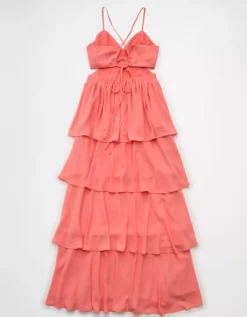 AE Cut-Out Tiered Maxi Dress Coral -American Eagle Fashion 1399 8412 199 b