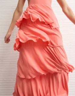 AE Cut-Out Tiered Maxi Dress Coral -American Eagle Fashion 1399 8412 199 os