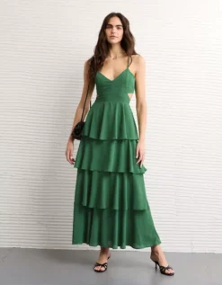AE Cut-Out Tiered Maxi Dress Green -American Eagle Fashion 1399 8412 300 d2