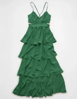 AE Cut-Out Tiered Maxi Dress Green -American Eagle Fashion 1399 8412 300 f
