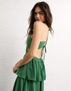 AE Cut-Out Tiered Maxi Dress Green -American Eagle Fashion 1399 8412 300 os