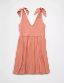 AE Sunchaser Knit Tie Shoulder Mini Dress Pink -American Eagle Fashion 1399 8434 615 b
