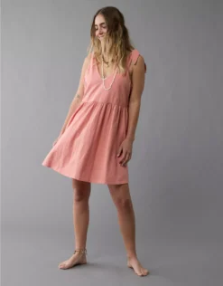 AE Sunchaser Knit Tie Shoulder Mini Dress Pink