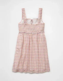 AE Plaid Babydoll Mini Dress Purple -American Eagle Fashion 1399 8463 500 b