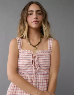 AE Plaid Babydoll Mini Dress Purple -American Eagle Fashion 1399 8463 500 d2