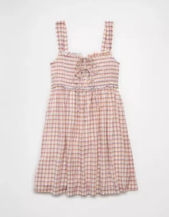 AE Plaid Babydoll Mini Dress Purple -American Eagle Fashion 1399 8463 500 f