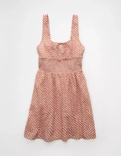 AE Smocked Waist Mini Dress Rust -American Eagle Fashion 1399 8475 211 f