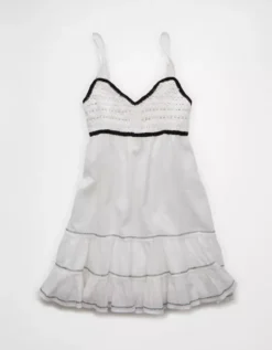 AE Crochet Babydoll Mini Dress Cream -American Eagle Fashion 1399 8489 106 f