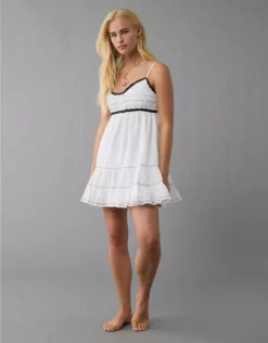 AE Crochet Babydoll Mini Dress Cream