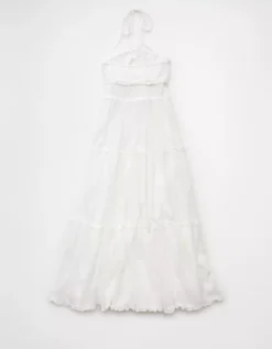 AE Halter Cut-Out Smocked Midi Dress Cream -American Eagle Fashion 1399 8492 106 b