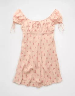 AE Cap Sleeve Floral Mini Dress Peach -American Eagle Fashion 1399 8494 823 f