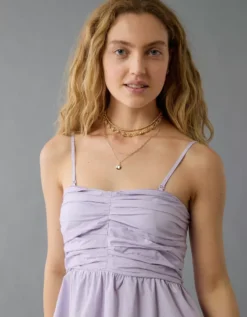 AE Ruched Pleated Mini Dress Lavender -American Eagle Fashion 1399 8500 580 d2