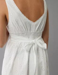 AE V-Neck Scalloped Mini Dress Cream -American Eagle Fashion 1399 8509 106 d2