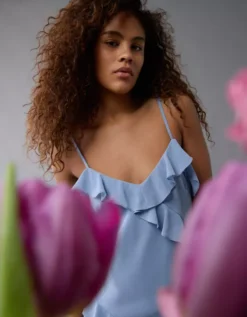 AE Asymmetrical Ruffle Maxi Slip Dress Blue -American Eagle Fashion 1399 8516 400 l2