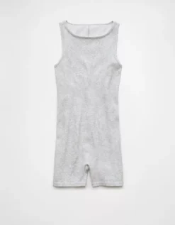 AE High Neck Seamless Lounge Romper Grey -American Eagle Fashion 1399 8545 050 f