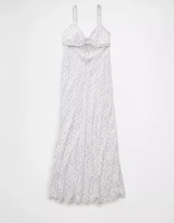 AE V-Neck Ruffle Midi Slip Dress Lavender -American Eagle Fashion 1399 8626 580 f