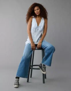 AE Tie Front Mini Slip Dress Light Blue -American Eagle Fashion 1399 8630 401 d2