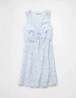 AE Tie Front Mini Slip Dress Light Blue -American Eagle Fashion 1399 8630 401 f