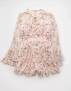 AE Long-Sleeve Ruffle Romper Multi -American Eagle Fashion 1399 8636 900 f