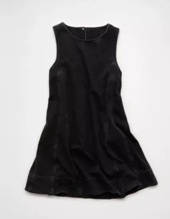 AE High Neck Denim Mini Shift Dress Black -American Eagle Fashion 1399 8659 001 f