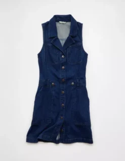 AE Denim Utility Mini Dress Dark Wash -American Eagle Fashion 1399 8661 896 f