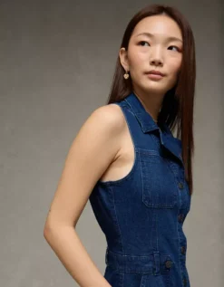 AE Denim Utility Mini Dress Dark Wash -American Eagle Fashion 1399 8661 896 os